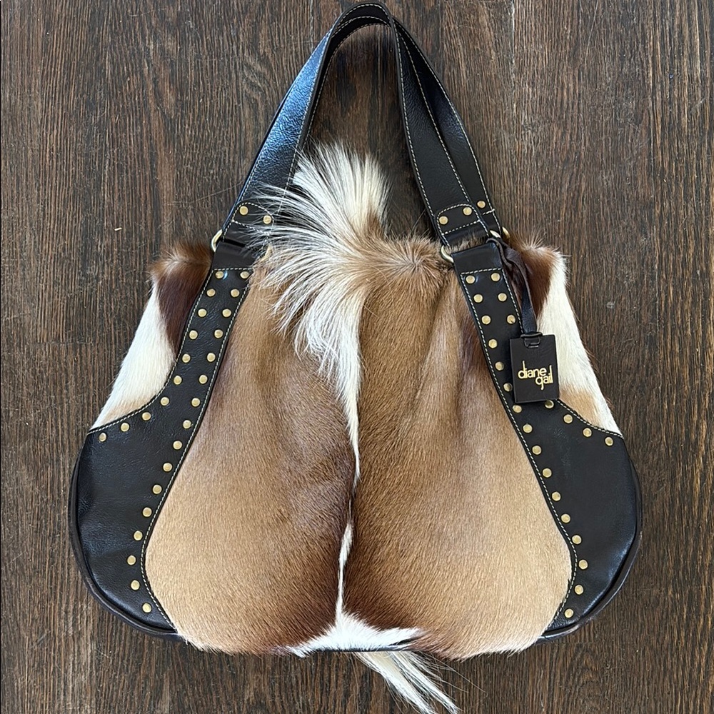 DIANE GAIL | South African Springbok Fur With Leather Trim Hobo Purse